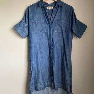 Denim Madewell Smock Dress with Drop Shoulders and Collar